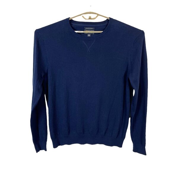 Wallin & Bros Mens Navy Blue Cotton Cashmere Lightweight Pullover Sweater Sz XL - Picture 1 of 11